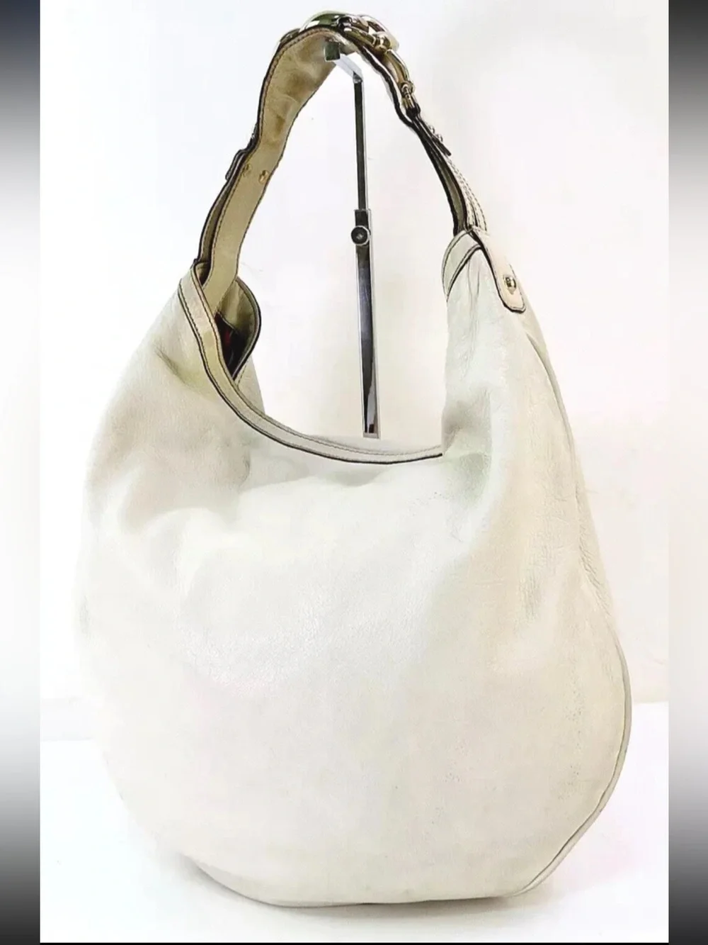 Gucci White Leather Hobo Shoulder Bag